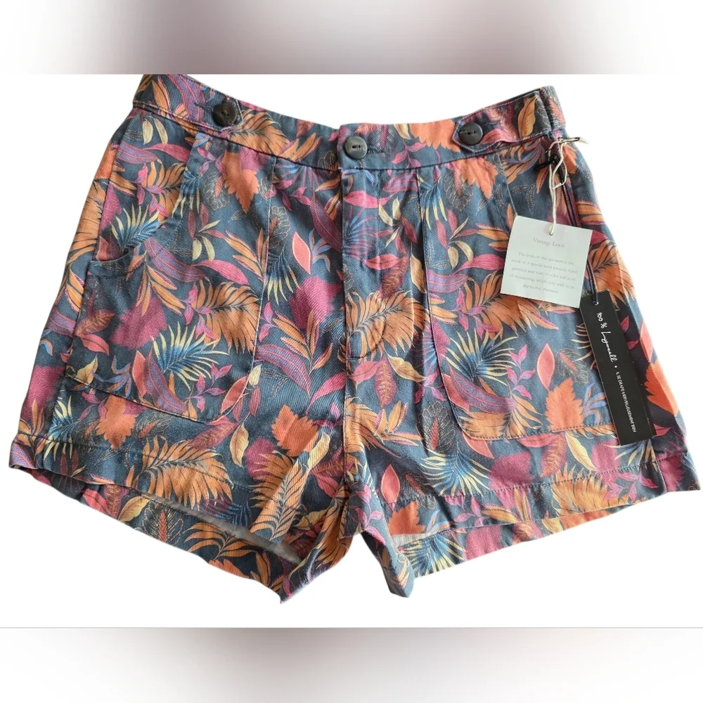 Nicole Miller New York Women's Tropical Print Chino Shorts Size 6 - Picture 1 of 9